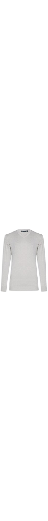 Suéter Masculino Gola V Manga Longa Algodão Pima com Cashmere - Cinza
