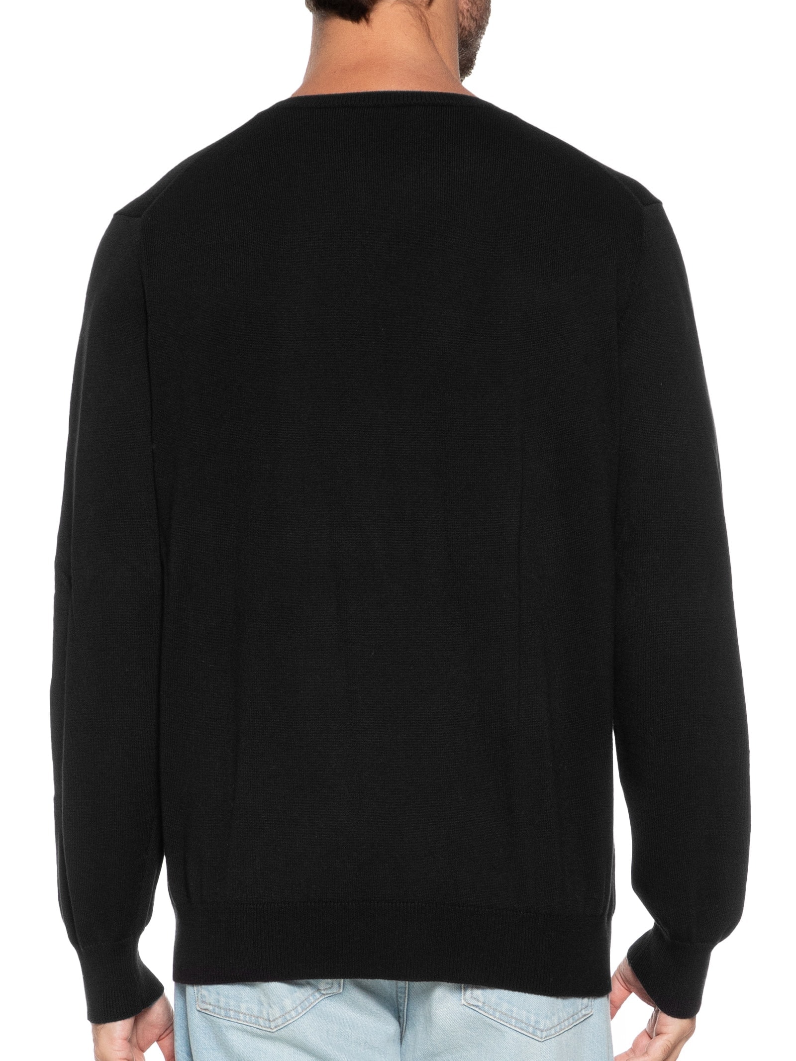 Suéter Masculino Gola V Manga Longa Algodão Pima com Cashmere Preto '2 Essential