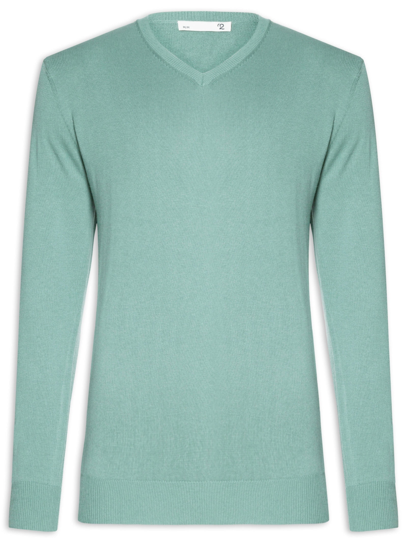 Suéter Masculino Gola V Manga Longa Algodão Pima com Cashmere Verde '2 Essential