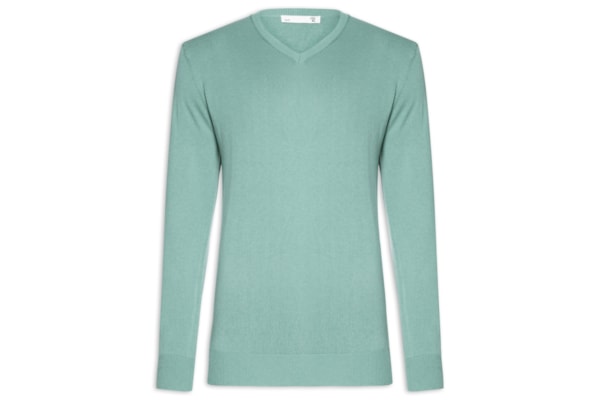 Suéter Masculino Gola V Manga Longa Algodão Pima com Cashmere - Verde