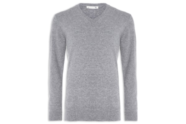 Suéter Masculino  Gola V Puro Cashmere - Cinza