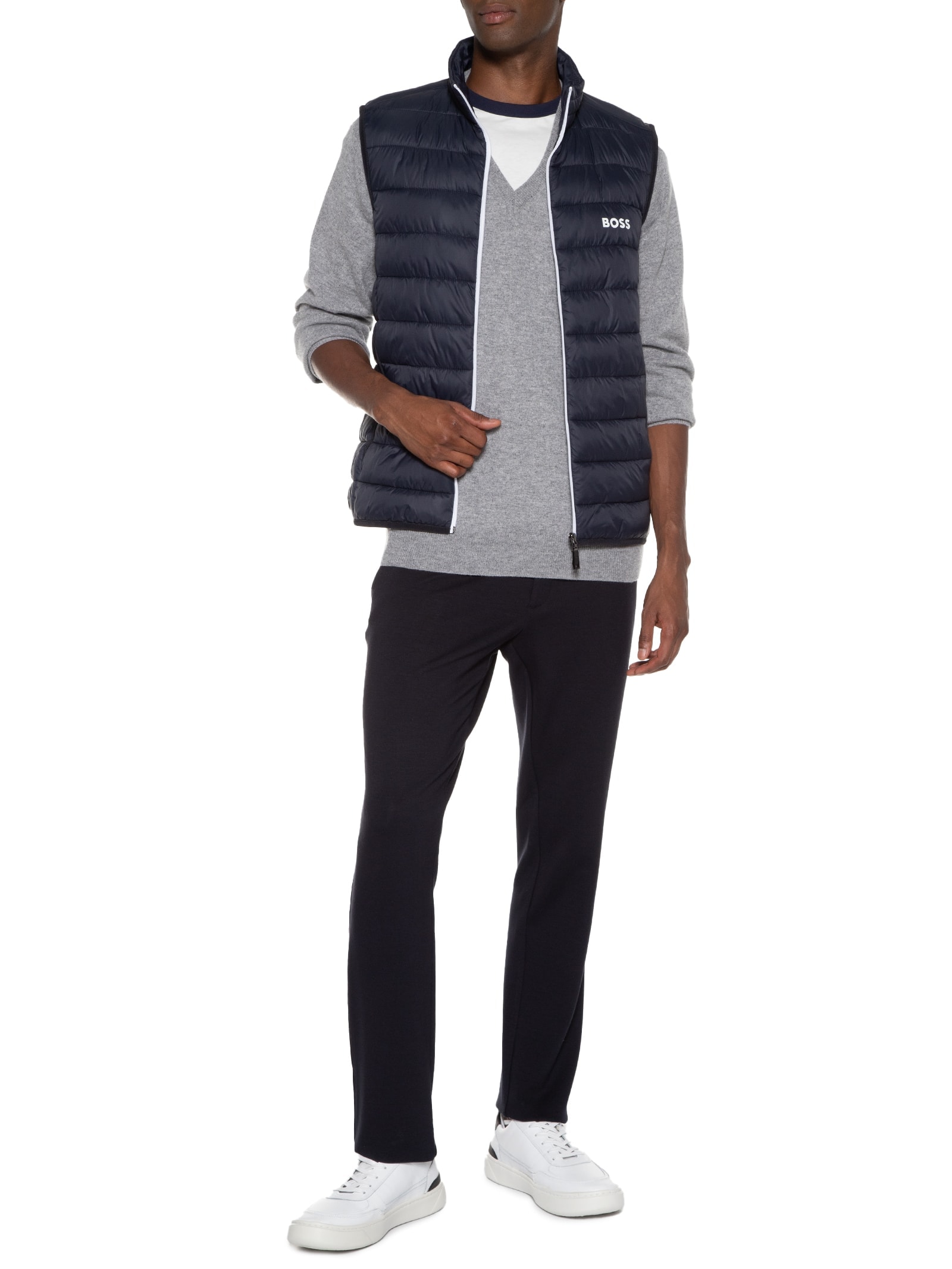 Suéter Masculino  Gola V Puro Cashmere Cinza '2 Essential