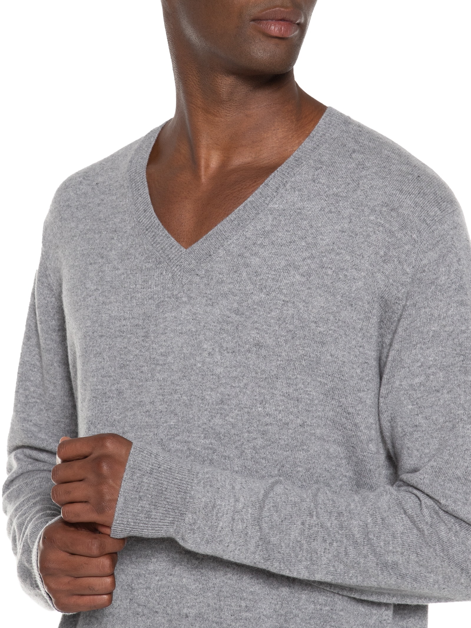 Suéter Masculino  Gola V Puro Cashmere Cinza '2 Essential