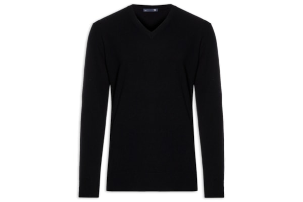 Suéter Masculino  Gola V Puro Cashmere  - Preto