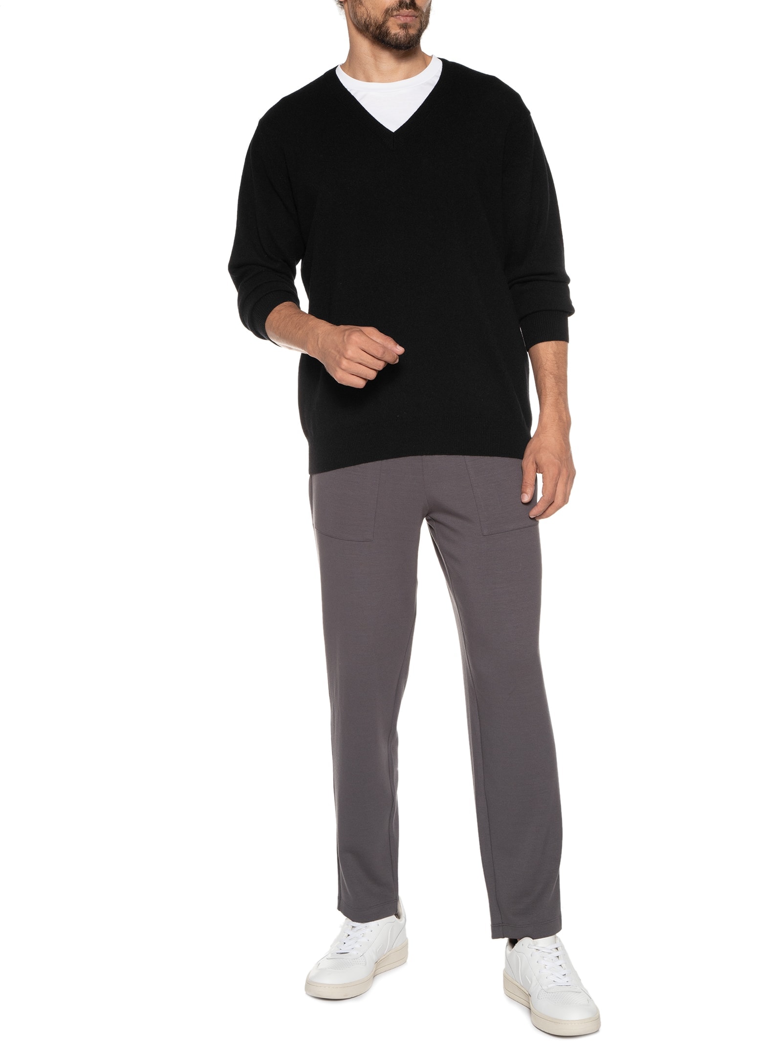 Suéter Masculino  Gola V Puro Cashmere  Preto '2 Essential