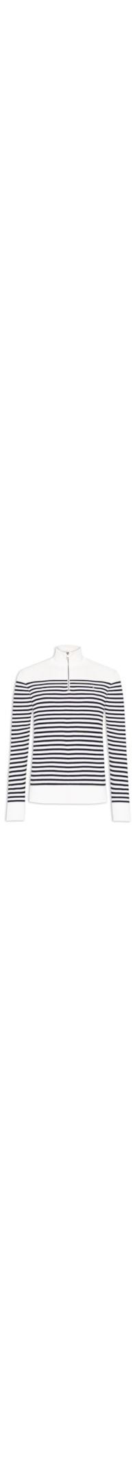 Suéter Masculino Half Zip Em Tricot Listrado - Branco