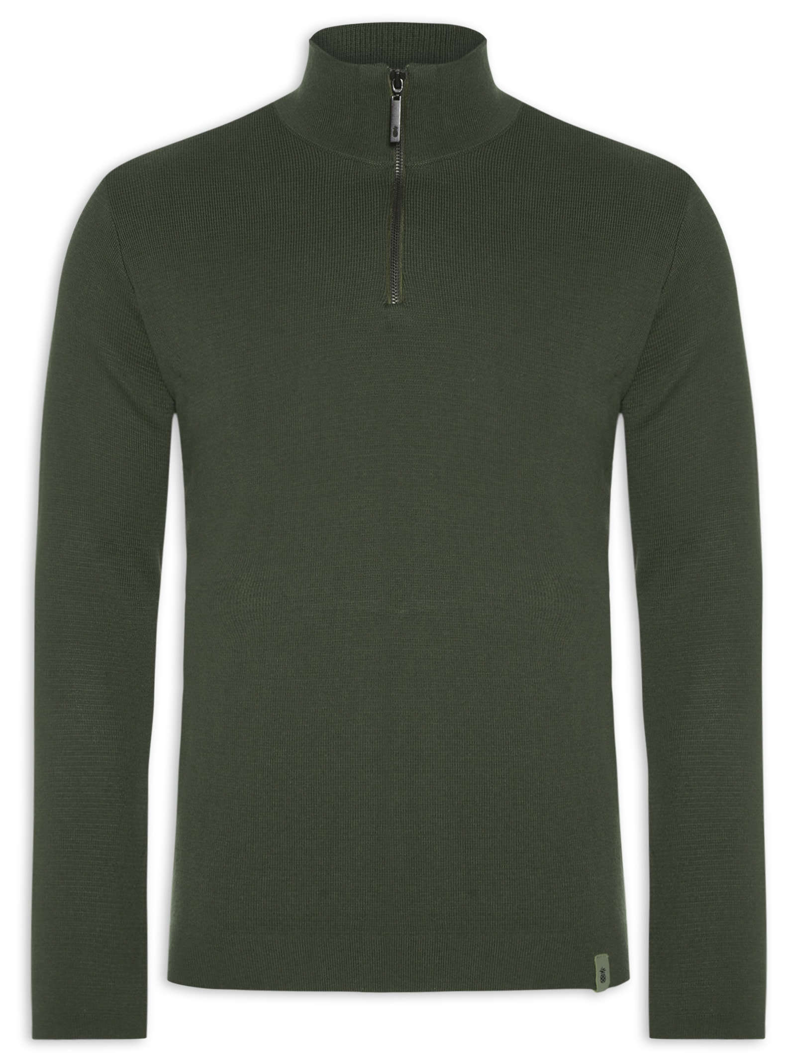 Pineapple - Suéter Masculino Half Zip Em Tricot - Verde