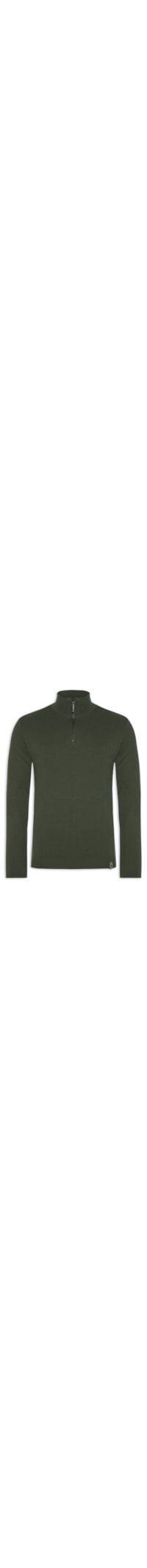Suéter Masculino Half Zip Em Tricot - Verde