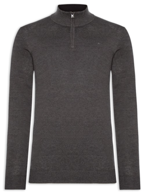 Suéter Masculino Half Zip Logo Surton Tricot - Cinza