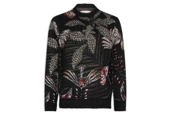 Suéter Masculino Jacquard Botanique - Preto