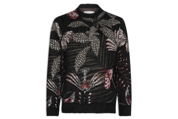 Suéter Masculino Jacquard Botanique - Preto