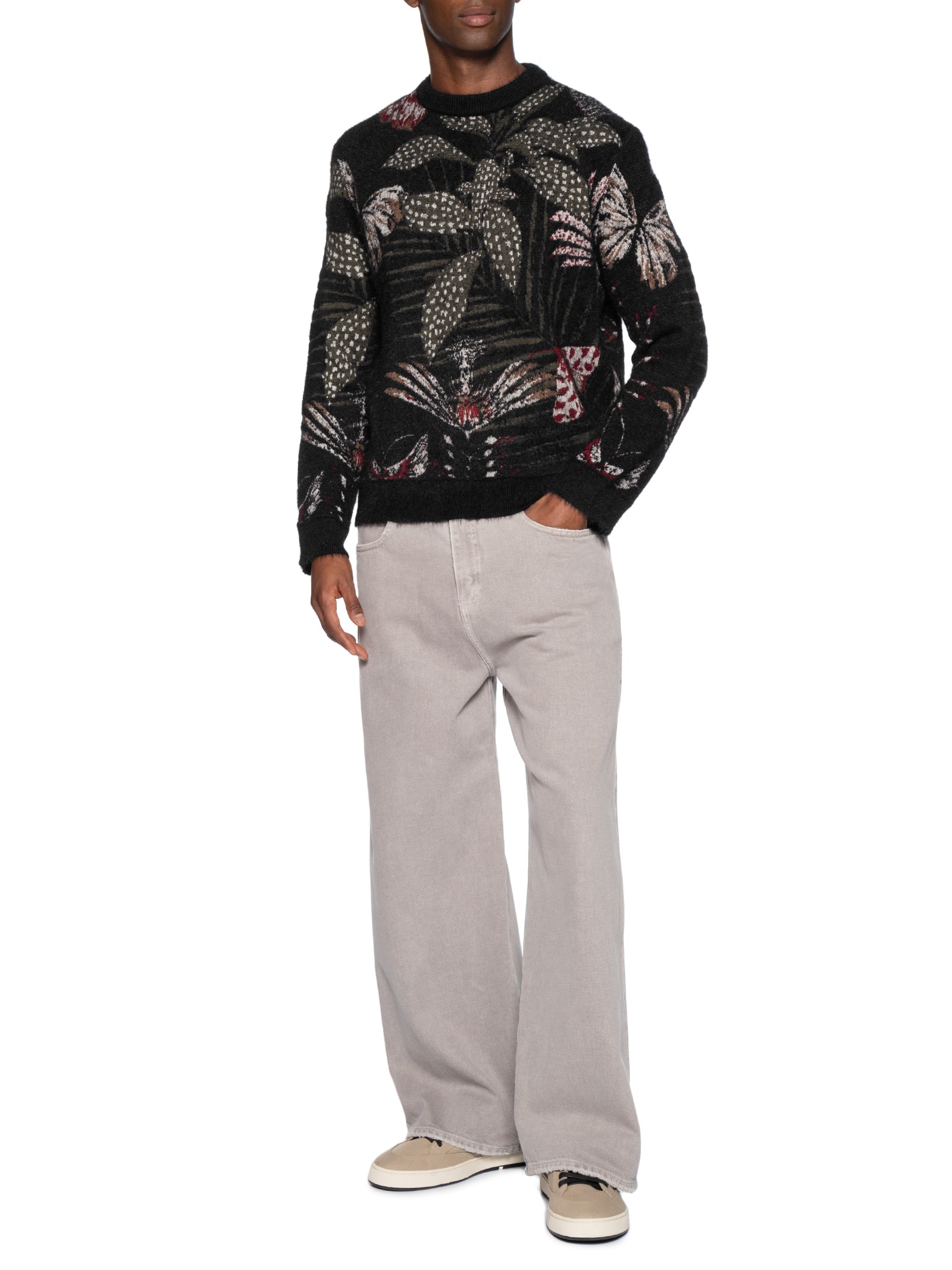 Suéter Masculino Jacquard Botanique Preto Osklen