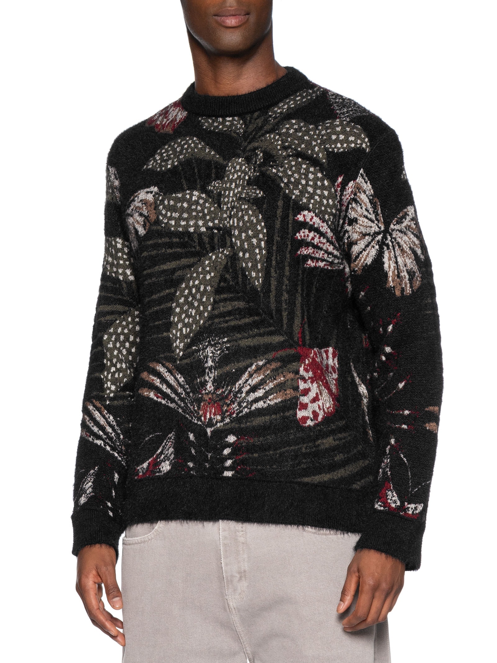 Suéter Masculino Jacquard Botanique Preto Osklen