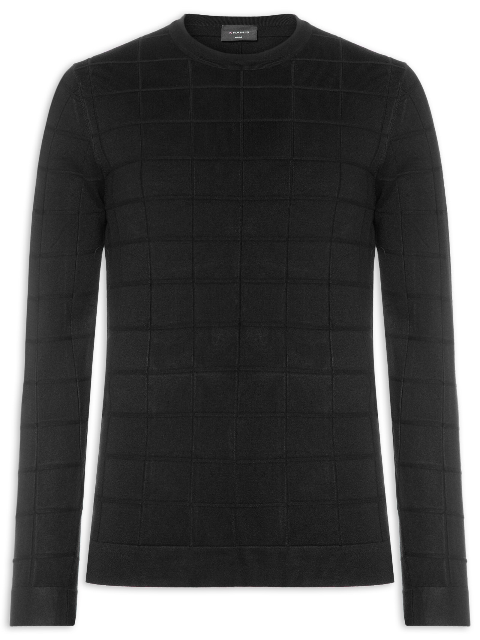Suéter Masculino Jacquard New Square Tricot – Preto Aramis