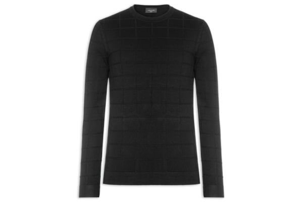 Suéter Masculino Jacquard New Square Tricot – Preto