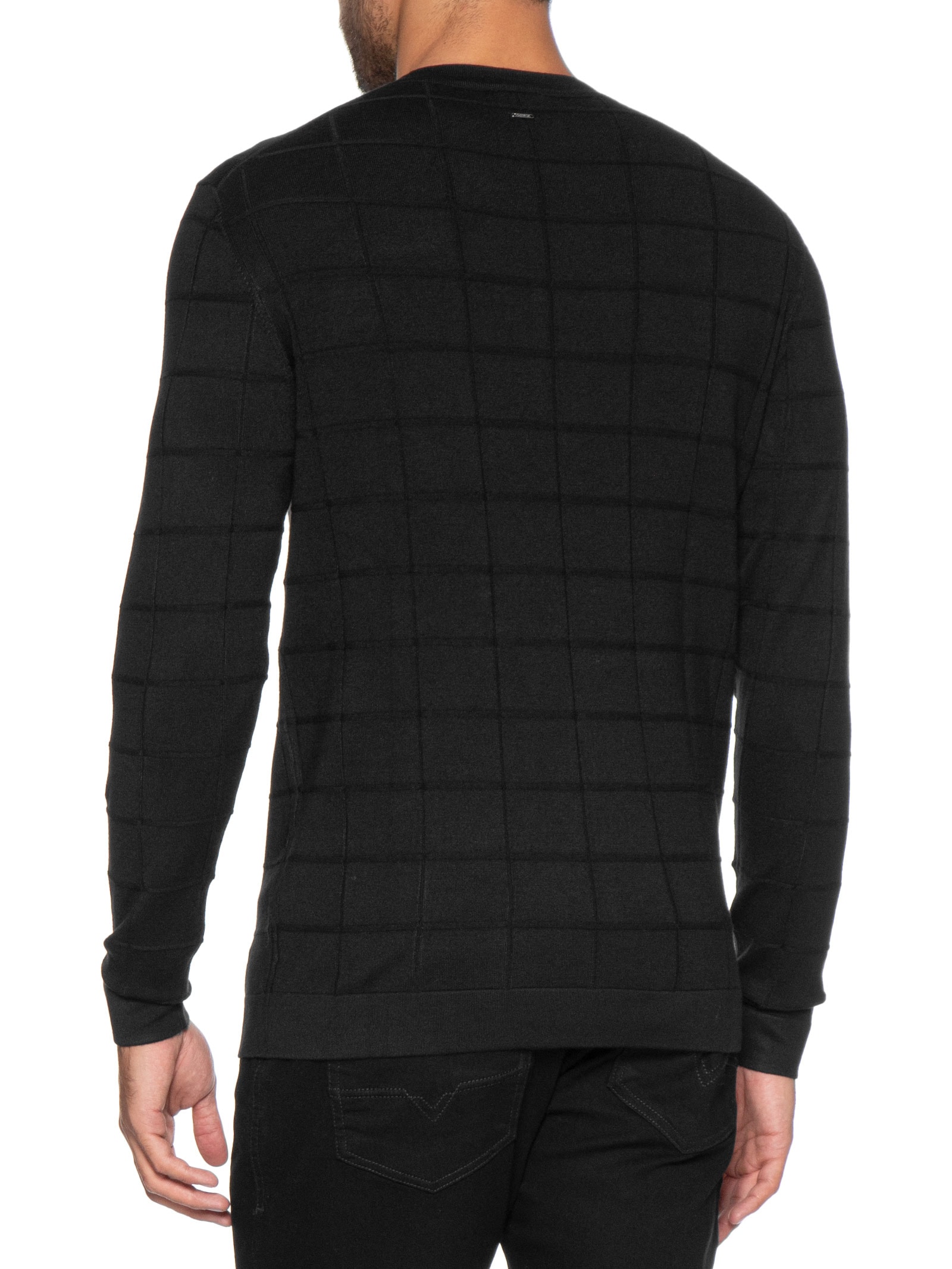 Suéter Masculino Jacquard New Square Tricot – Preto Aramis