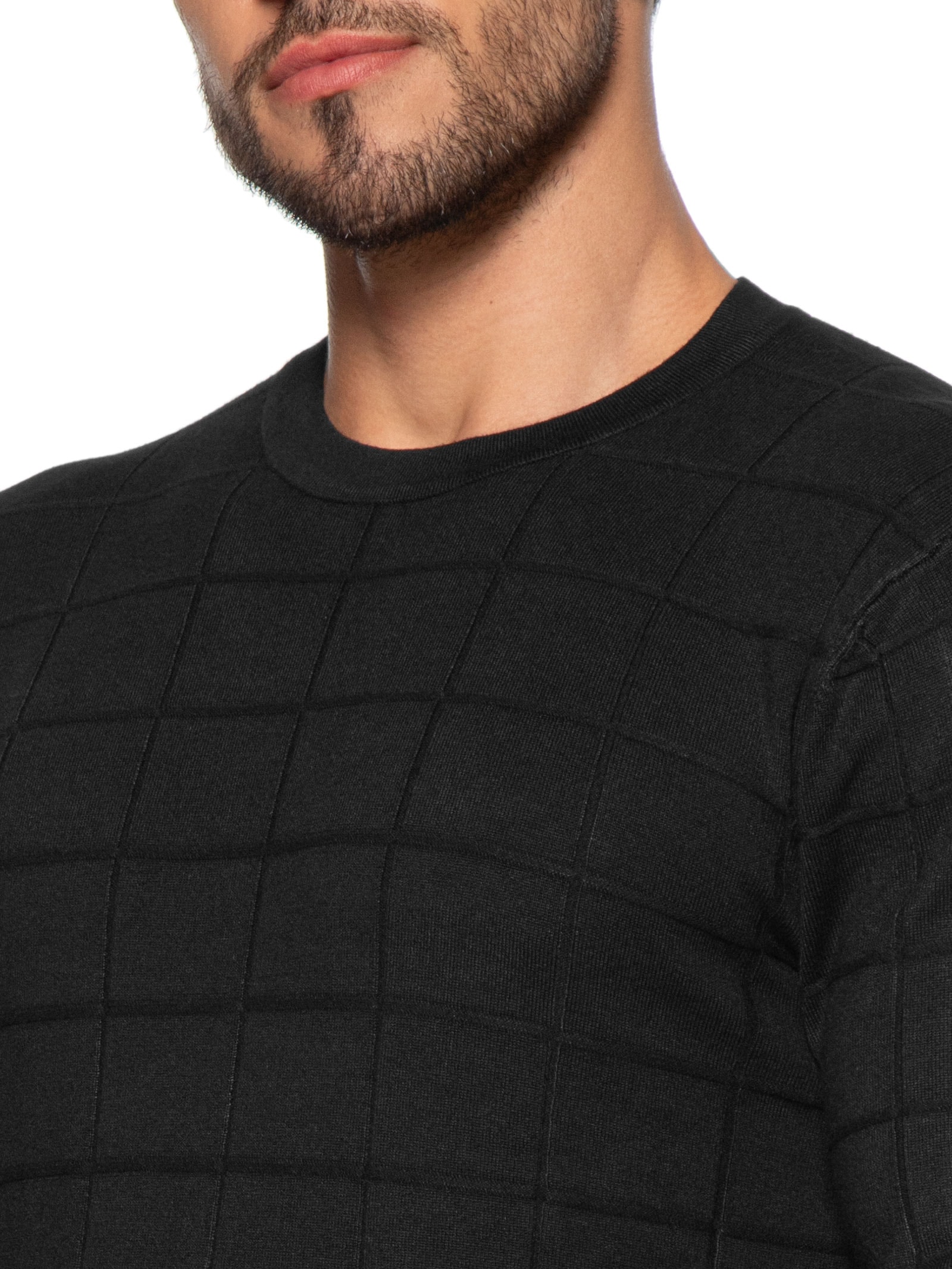 Suéter Masculino Jacquard New Square Tricot – Preto Aramis