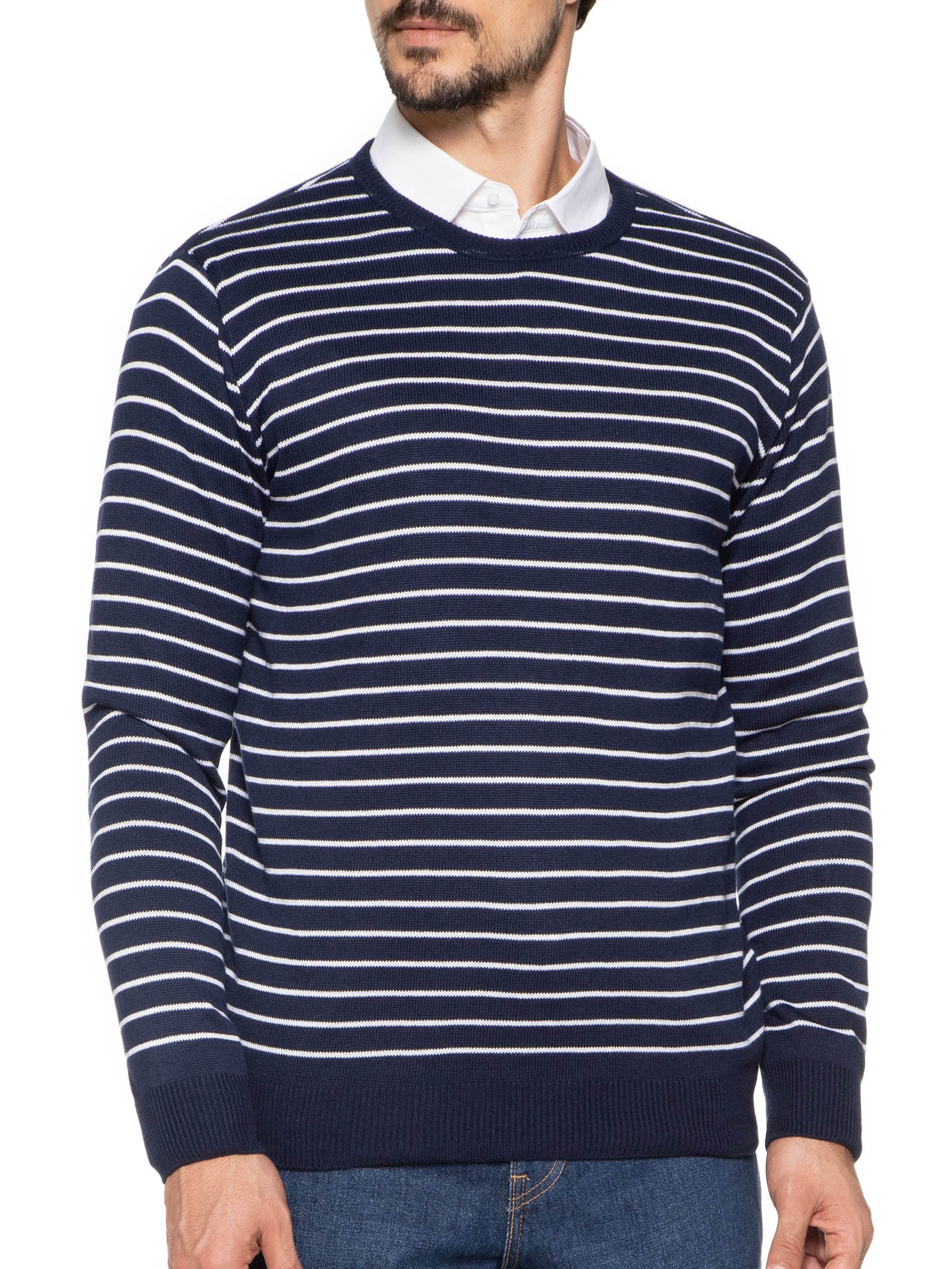 Suéter Masculino Listrado Azul Forum