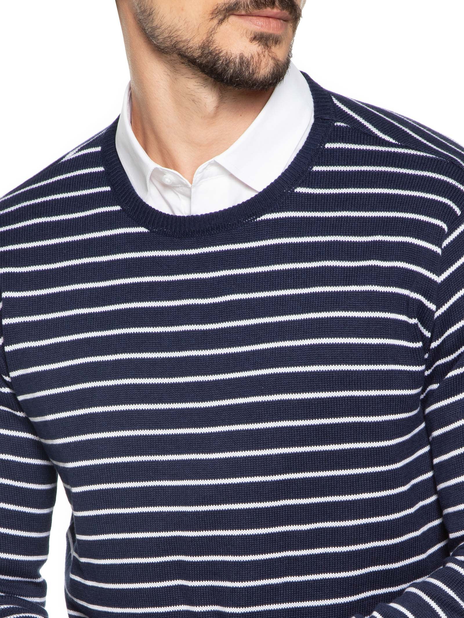 Suéter Masculino Listrado Azul Forum