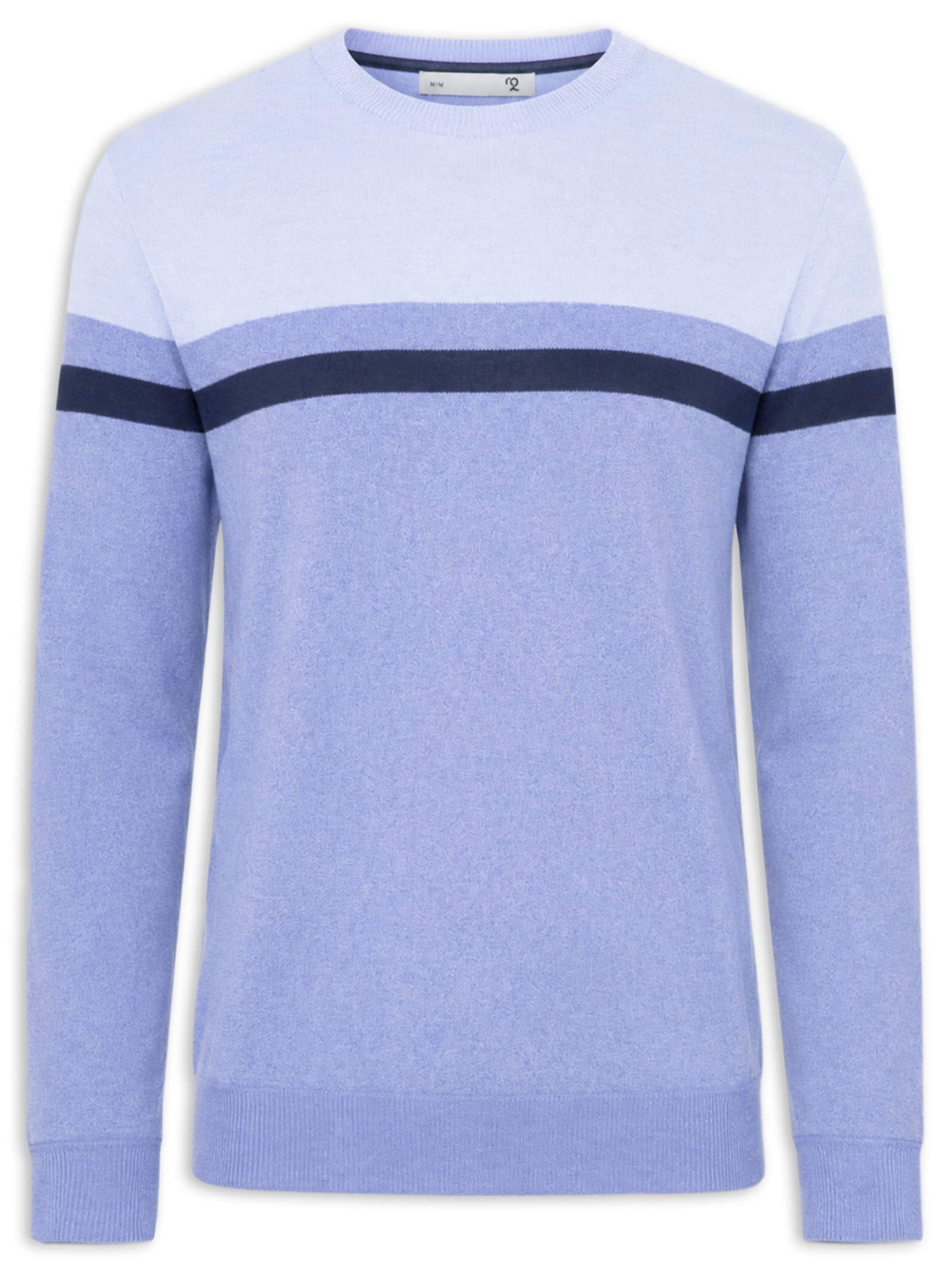 Suéter Masculino Listrado Gola Redonda Azul '2 Essential