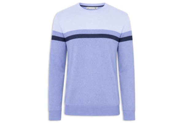 Suéter Masculino Listrado Gola Redonda - Azul