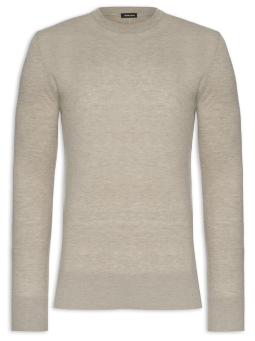 Sueter Masculino Manga Longa Mix Wool Cashmere - Bege