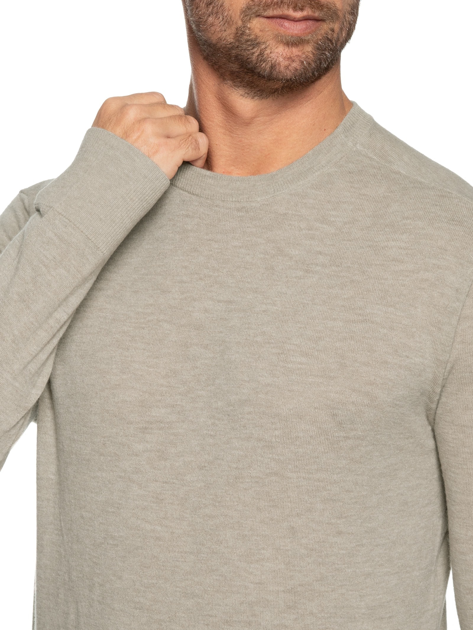 Sueter Masculino Manga Longa Mix Wool Cashmere Bege Osklen