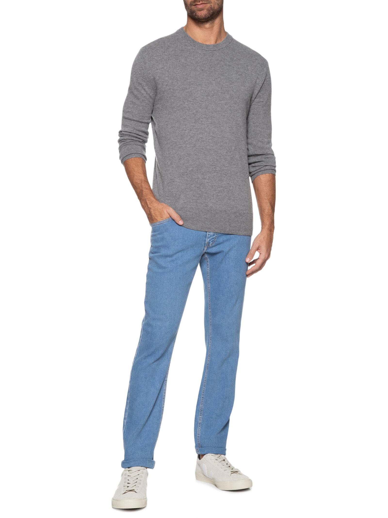 Suéter Masculino Manga Longa Soft Wool Cinza Osklen