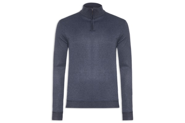 Suéter Masculino Meio Zíper - Azul
