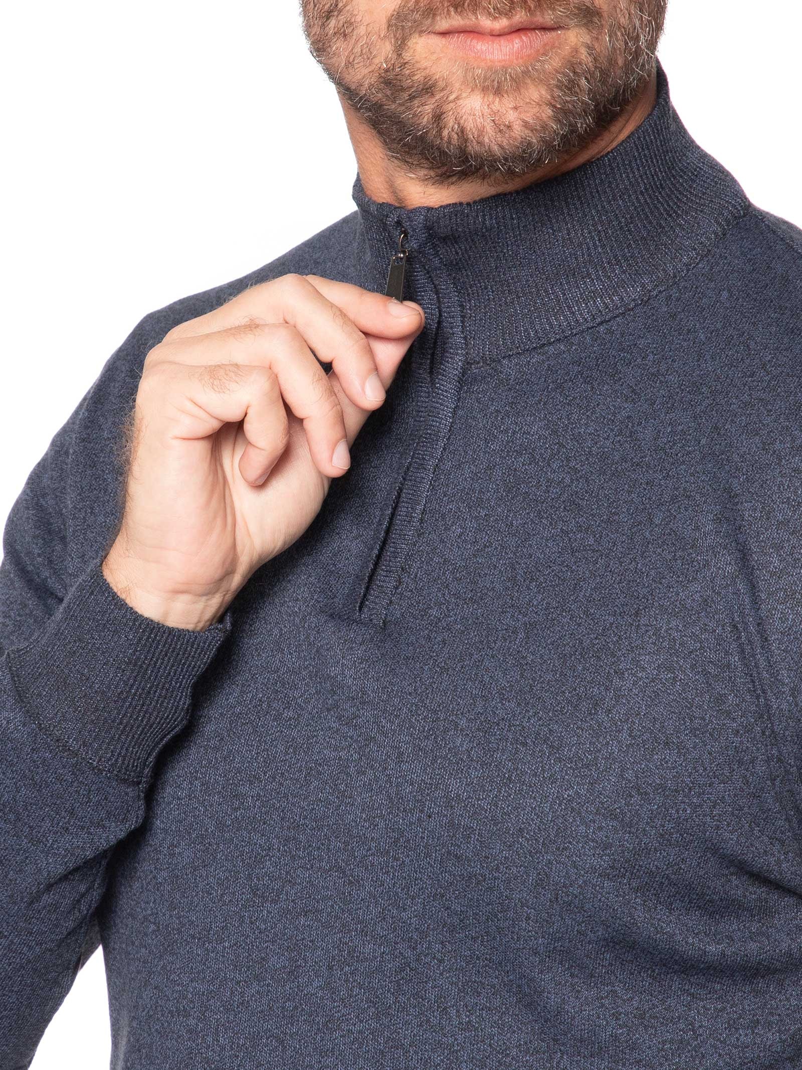 Suéter Masculino Meio Zíper Azul '2 Essential