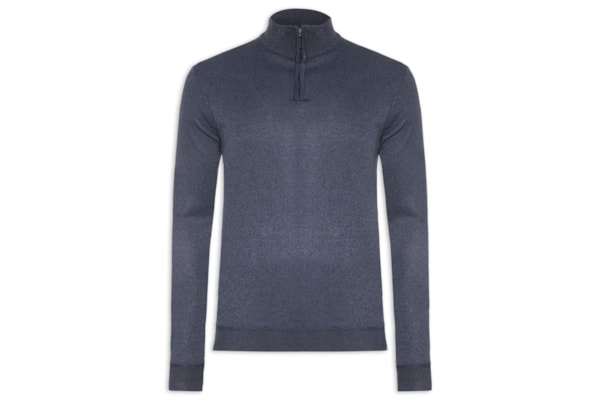 Suéter Masculino Meio Zíper - Azul