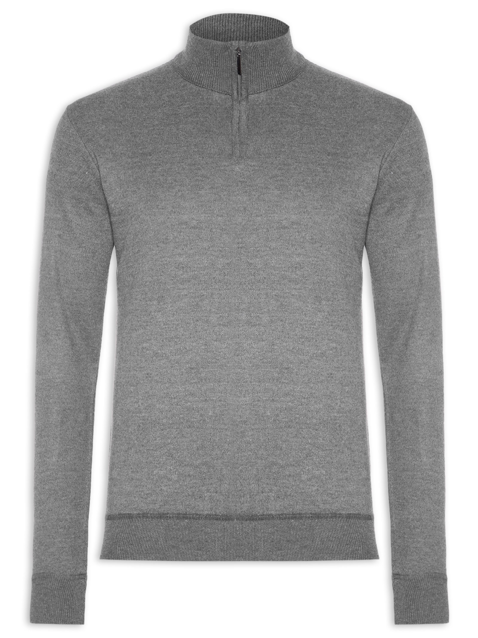 Suéter Masculino Meio Zíper Cinza '2 Essential