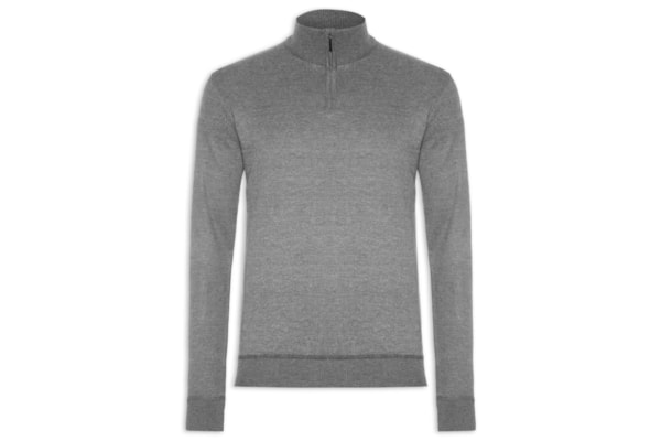 Suéter Masculino Meio Zíper - Cinza