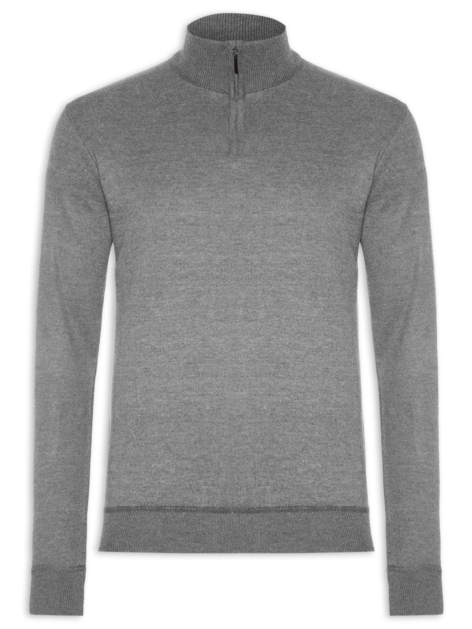 Suéter Masculino Meio Zíper Cinza '2 Essential