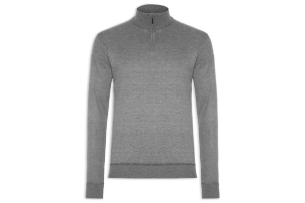 Suéter Masculino Meio Zíper - Cinza