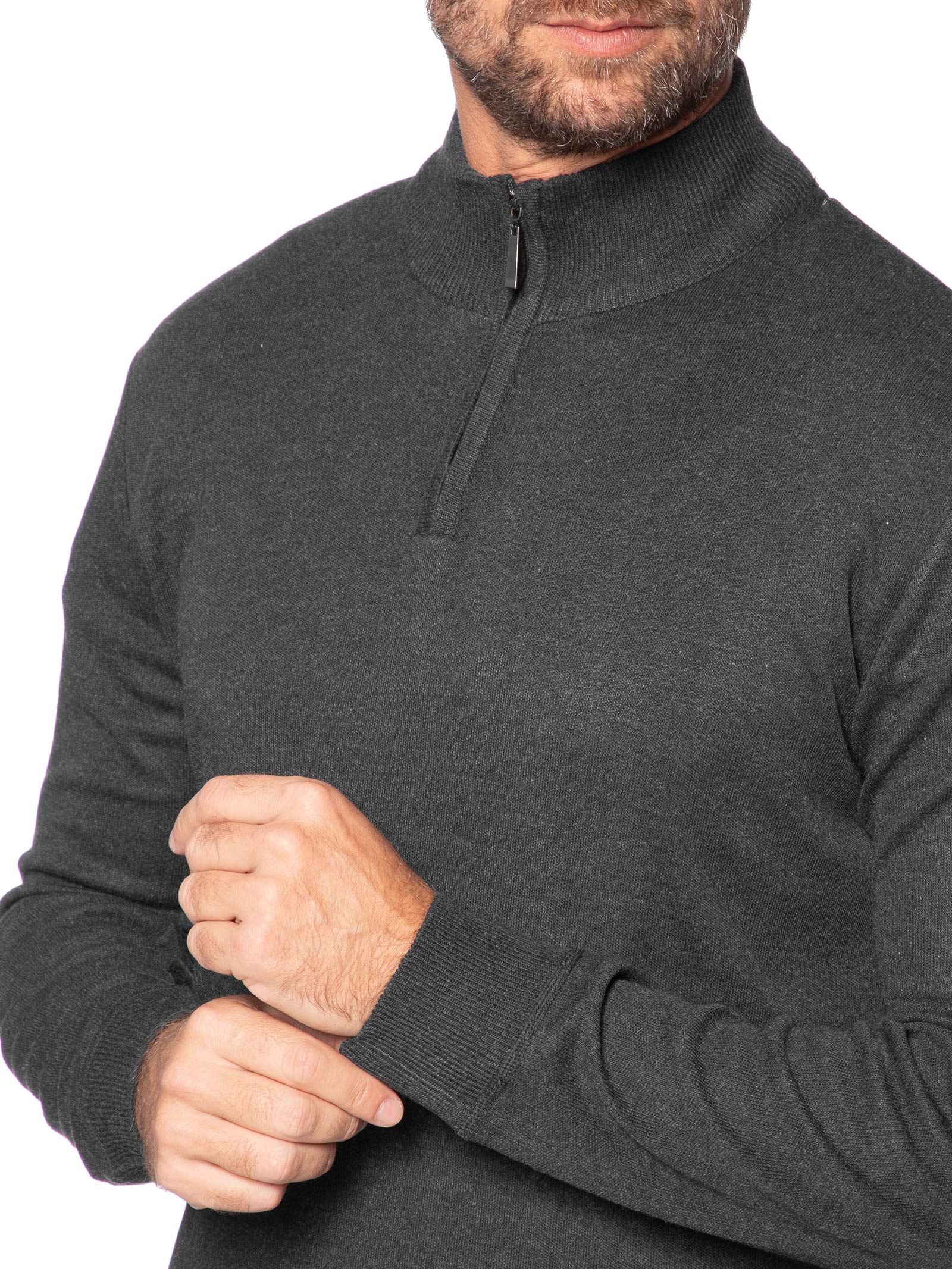 Suéter Masculino Meio Zíper Preto '2 Essential