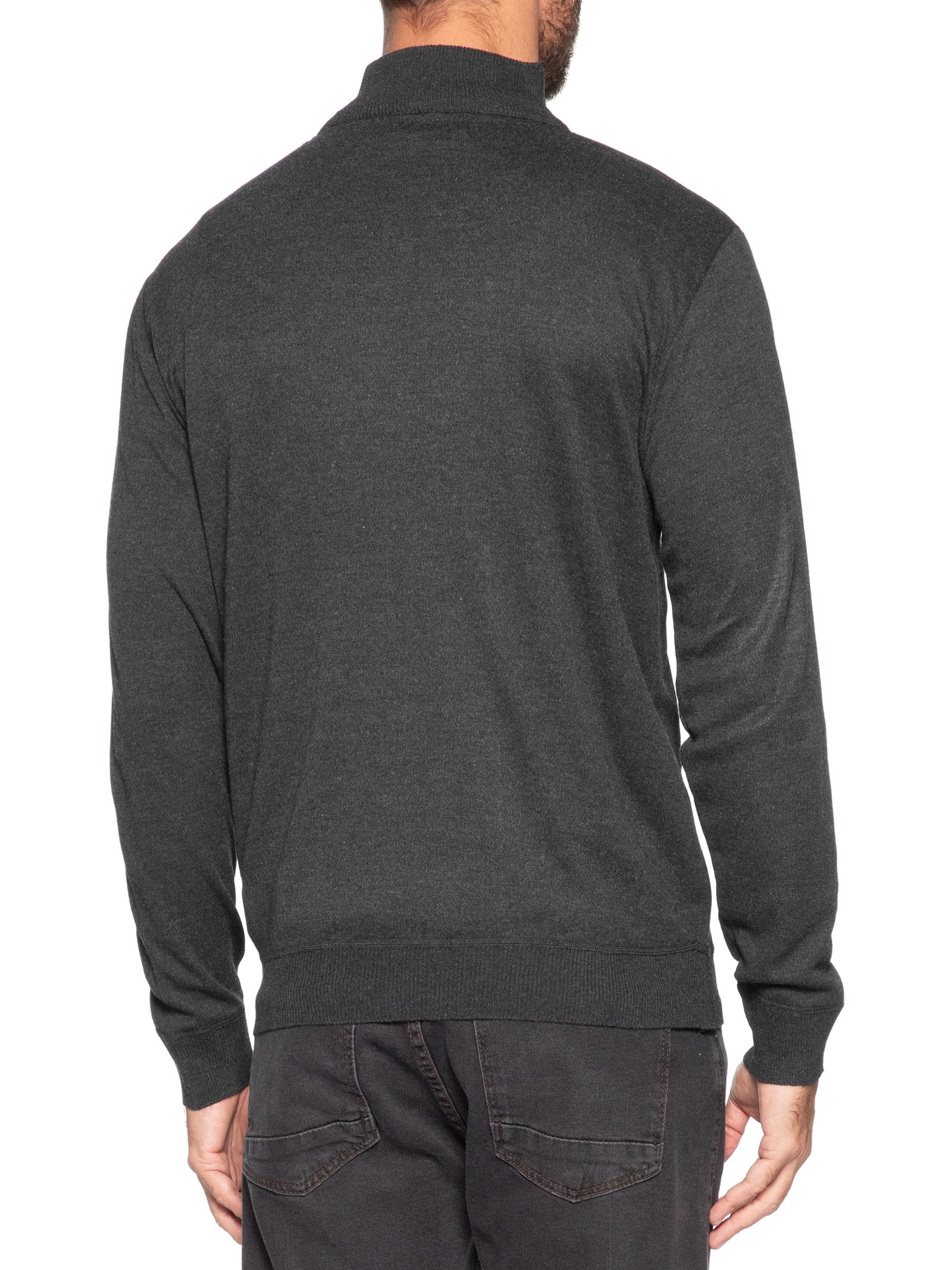Suéter Masculino Meio Zíper Preto '2 Essential