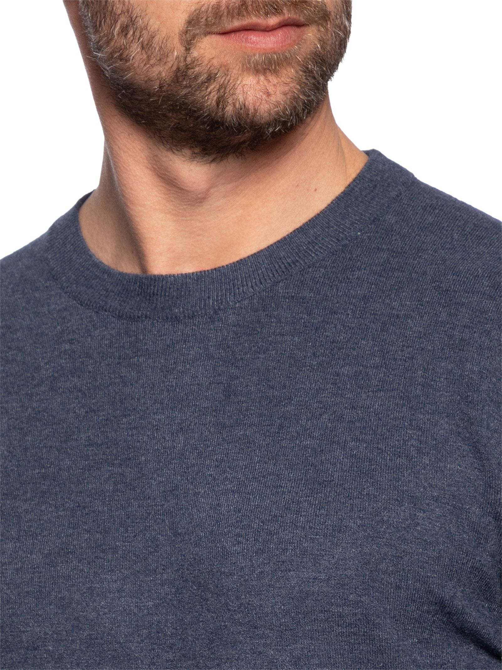 Suéter Masculino Mescla Gola Redonda Azul '2 Essential