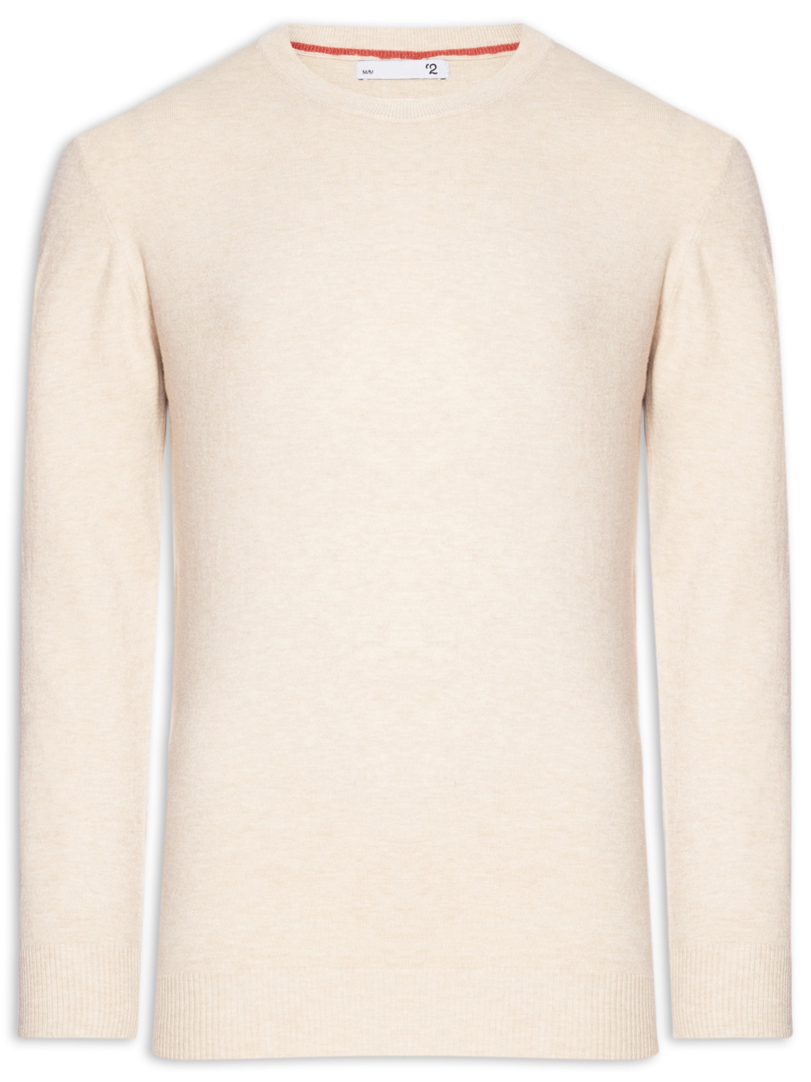 Suéter Masculino Mescla Gola Redonda Bege '2 Essential