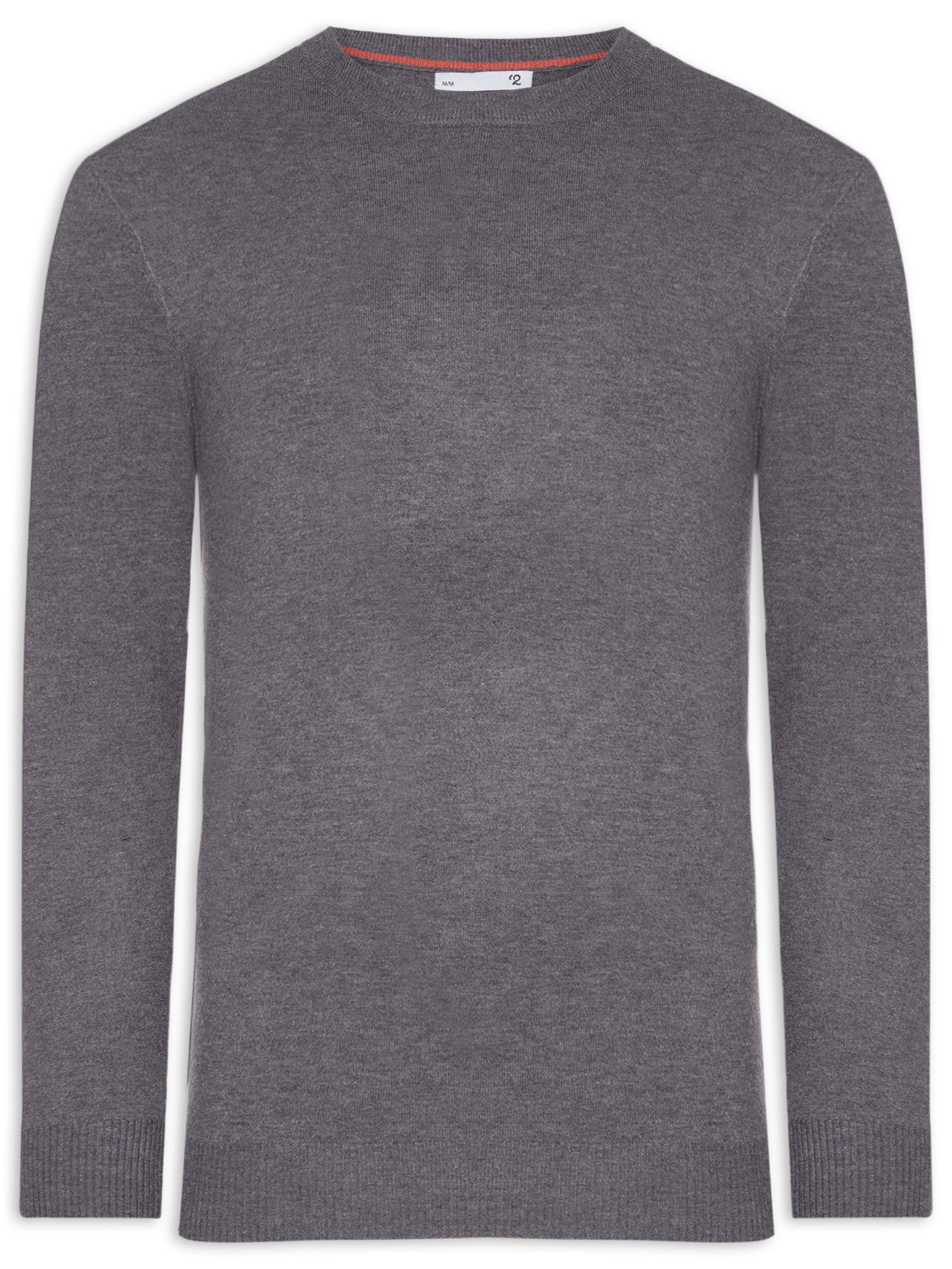 Suéter Masculino Mescla Gola Redonda Cinza '2 Essential