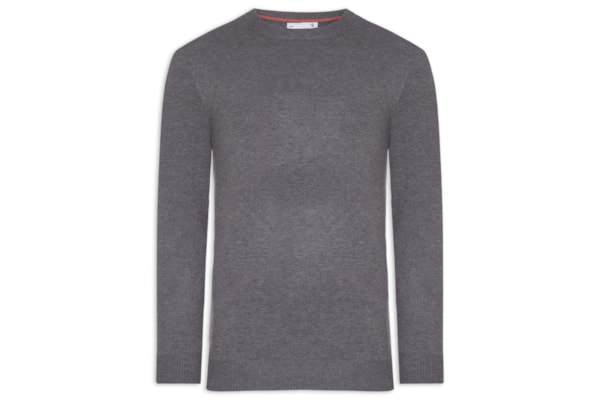 Suéter Masculino Mescla Gola Redonda - Cinza