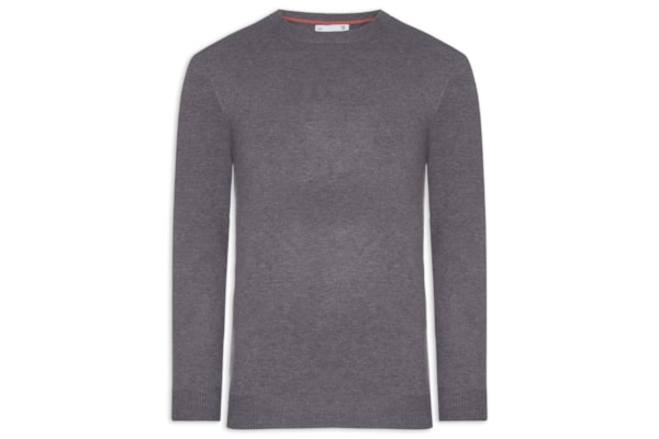 Suéter Masculino Mescla Gola Redonda - Cinza