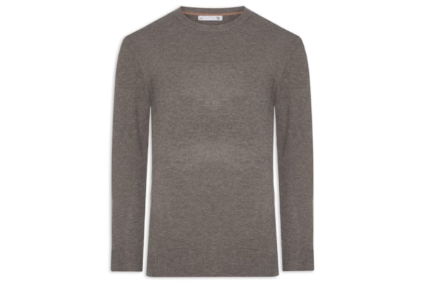 Suéter Masculino Mescla Gola Redonda - Marrom