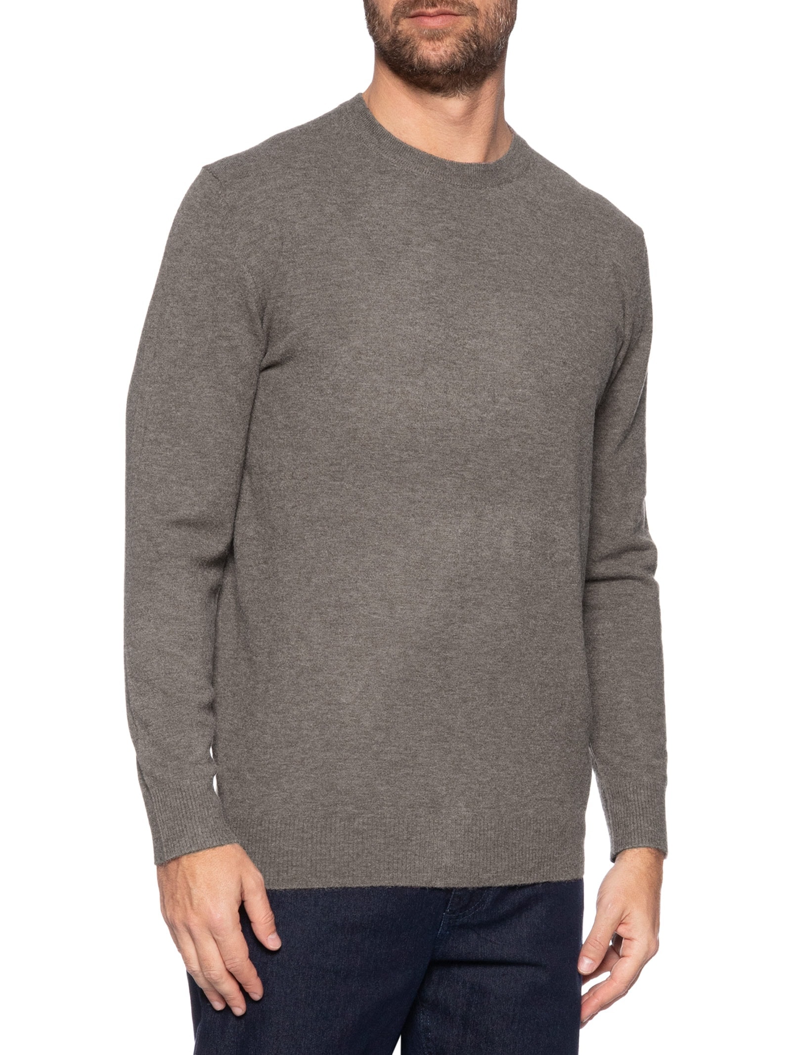 Suéter Masculino Mescla Gola Redonda Marrom '2 Essential