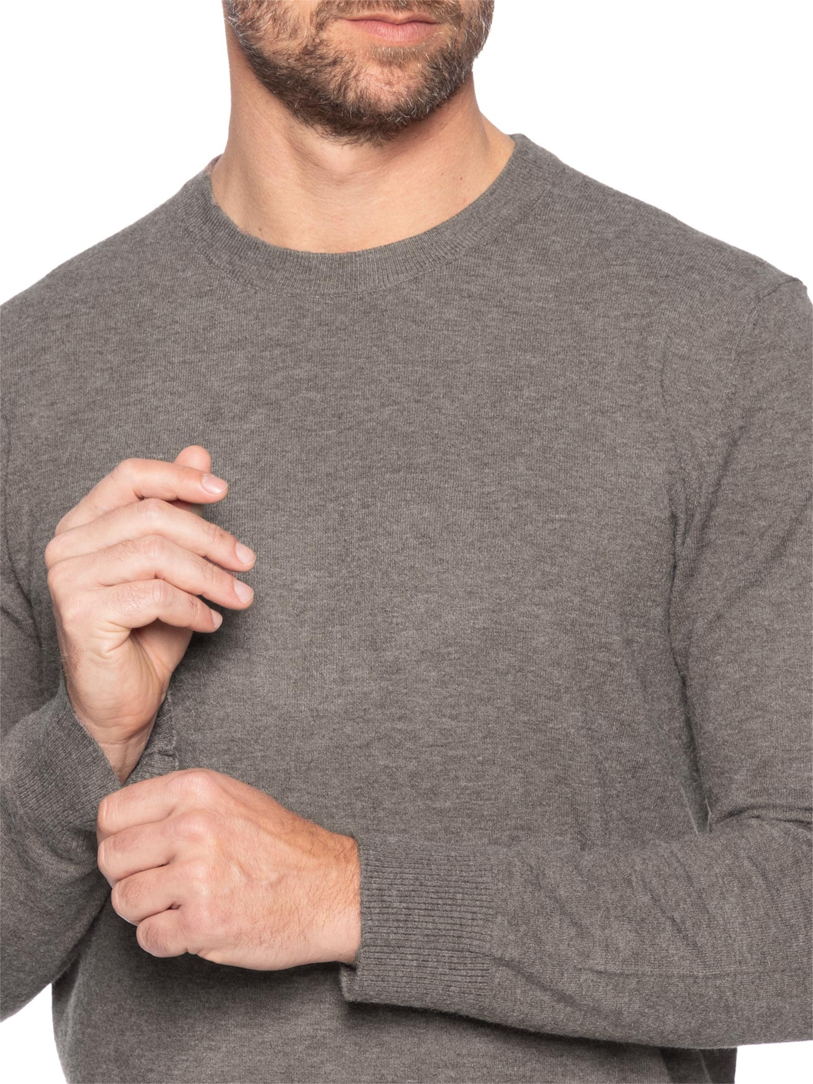 Suéter Masculino Mescla Gola Redonda Marrom '2 Essential