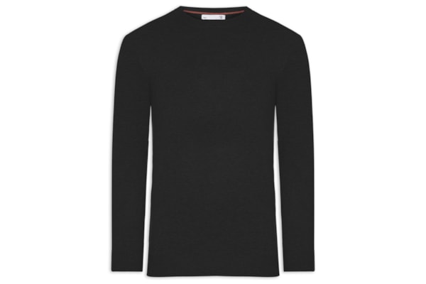 Suéter Masculino Mescla Gola Redonda - Preto