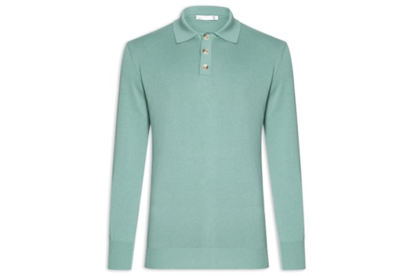 Suéter Masculino Polo Manga Longa Algodão Com Cashmere - Verde