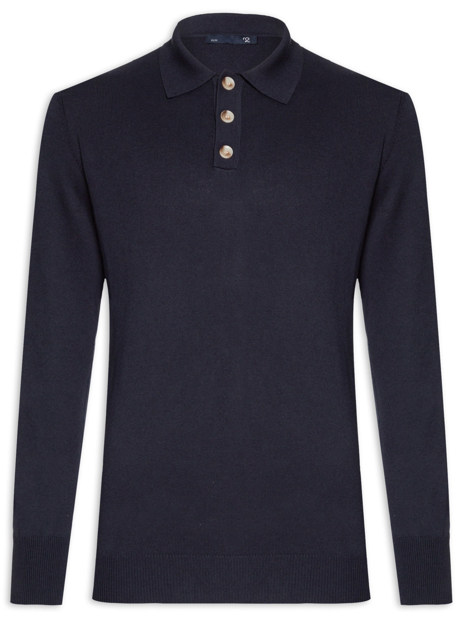 Suéter Masculino Polo Manga Longa Algodão Pima Com Cashmere Azul '2 Essential