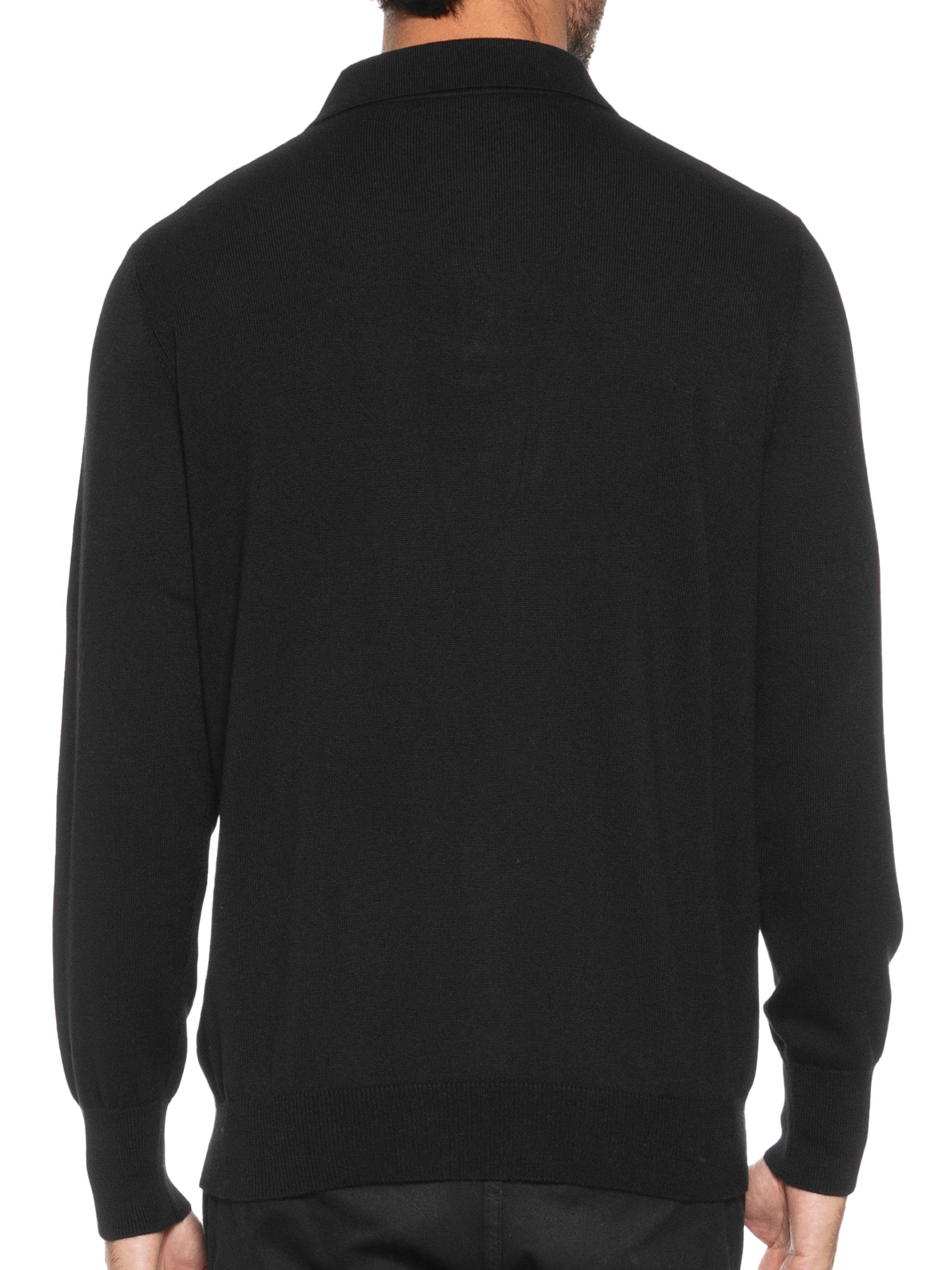 Suéter Masculino Polo Manga Longa Algodão Pima com Cashmere Preto '2 Essential