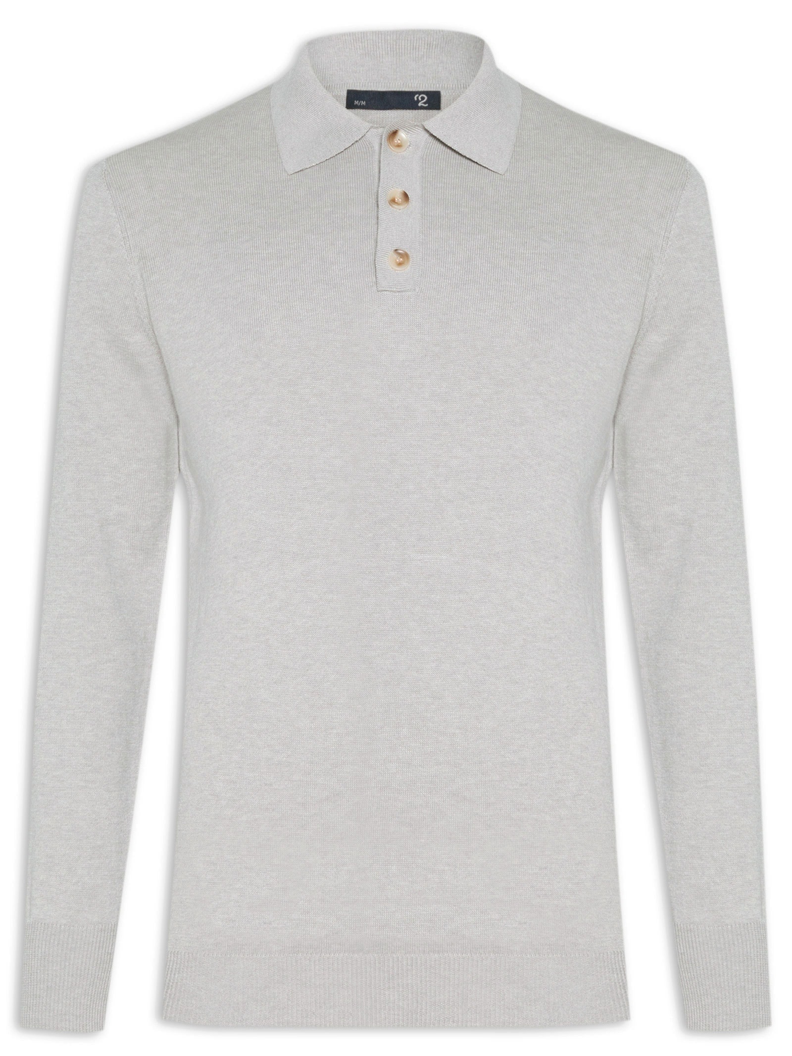Suéter Masculino Polo Manga Longa Algodão Pima Com Cashmere – Cinza '2 Essential